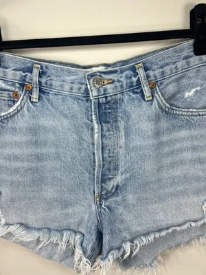 Agolde Parker Vintage Cut-Off Jean Shorts Swapmeet Light Wash Distressed Size 30 thumbnail 2