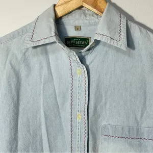 Ruff Hewn Embroidered Long Sleeve Denim Button Up women’s‎ size small thumbnail 2