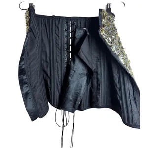 Bell Uniform Design Gold Sequin Corset Top Lace Up Back Sweetheart Small thumbnail 3
