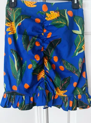 Farm Rio Tropical Print Ruched Ruffled Mini Skirt, Size XS thumbnail 6