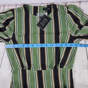 Area Stars Stripe Long Tiered Dress Green Black XS ASDJ23308GS Open‎ Back Maxi thumbnail 7