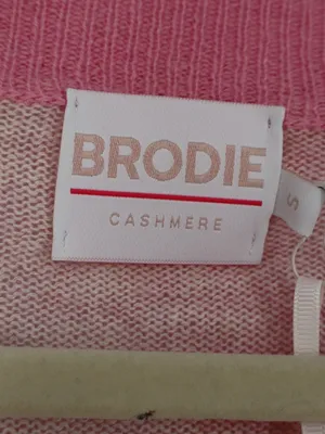 Brodie Cashmere 100% Cashmere Sweater S Pink Tie Dye V Neck NWT Whimsical thumbnail 6