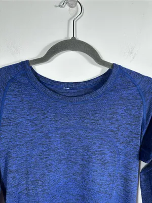 Lululemon Swiftly Tech‎ Long Sleeve Crew Heathered Sapphire Blue Size 8 thumbnail 6