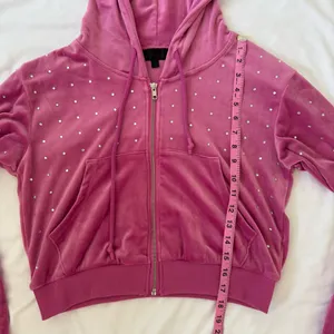 Y2K Vintage Velour Zip Up Hoodie Rhinestone McBling Baddie Track Jacket Cropped thumbnail 4