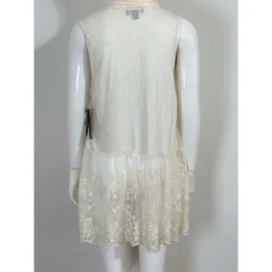 Long Vest Duster Women L Ivory Ethereal Boho Cottagecore Festival Layering NWT thumbnail 5