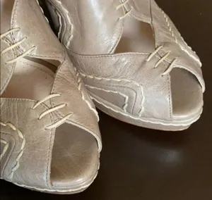 Prada Beige Platform Peeptoe Sandals thumbnail 4