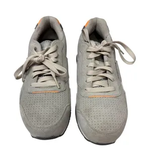 Reebok Women's Harman Composite Toe Light Gray Suede Work Sneakers Orange Trim thumbnail 1