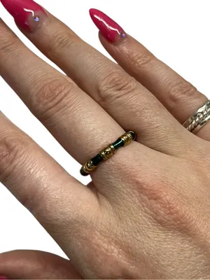 Vintage Avon Stacking Ring Gold and Green Size 9 thumbnail 1