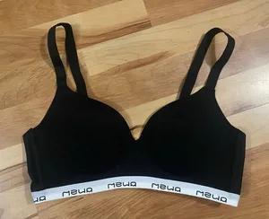 Boutique Black Lettering Seamless Bra Size Large NWOT thumbnail 1