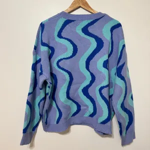 Altar’d State Waves Abstract Sweater Size Medium Blue Purple Funky Retro Cowgirl thumbnail 5