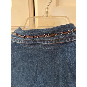 Parsley & Sage Women Large Denim Jacket Beaded Embroidered Boho Art to Wear crop thumbnail 10