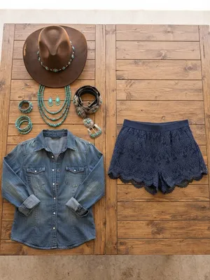 Abercrombie & Fitch Navy Blue Lace Overlay Shorts - XS western rodeo Texas thumbnail 3