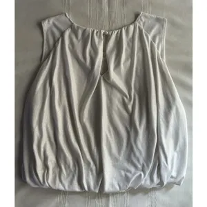 By Anthropologie Ivory White Shimmer Bubble Top Shirt SZ L Party Date Office EUC thumbnail 8