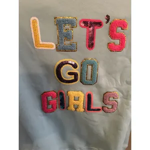 Simply Southern Let's Go Girls Sequin Lightning Bolt‎ Sweatshirt Light Blue S thumbnail 3
