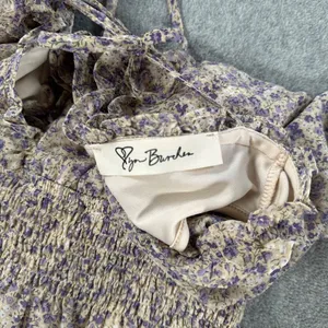 Love ya Bunches Floral V-Neck Long Sleeve Mini Dress Size Medium Ruffle Purple thumbnail 7