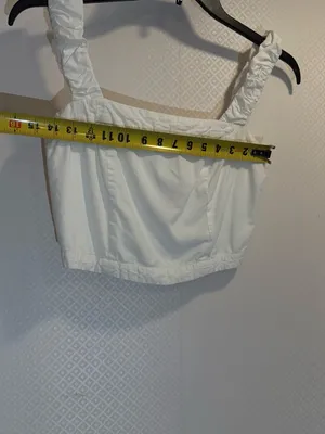 NWOT Free People Cream Elastic-Waist Cotton Ruffle Top thumbnail 6