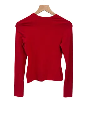 Skims Cotton Jersey Long Sleeve T- Shirt Cranberry M Brand New with Tags thumbnail 2