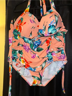 Women’s Kids Swim Floral Two-Piece Swimsuit - Peach thumbnail 1