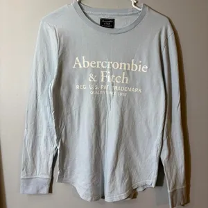 Abercrombie & Fitch Long Sleeve Logo Tee Light‎ Blue Graphic Shirt XS Y2K thumbnail 1