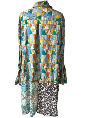 John Mark Tunic Blouse Bird Jungle Print Collared Long Sleeve Button Down Tunic thumbnail 10