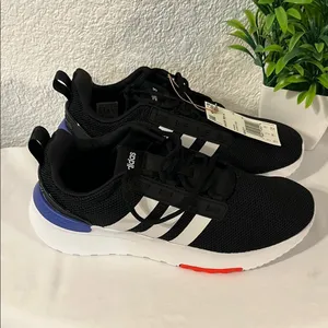 Adidas Black and White Shoes with Blue and Red Details thumbnail 4