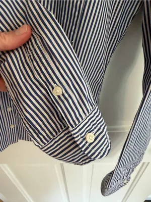 Abercrombie & Fitch Y2K Blue Striped Fitted Button Down Shirt M thumbnail 4