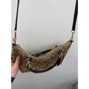 Coach Kelsey Satchel Crossbody Bag Khaki Brown Signature C Jacquard‎ Canvas thumbnail 12