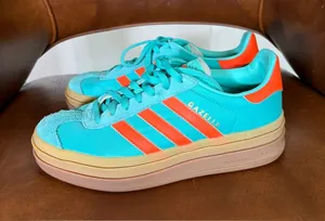 adidas Gazelle Bold Womens Fashion Sneakers in Green Orange size 6.5 platform thumbnail 1