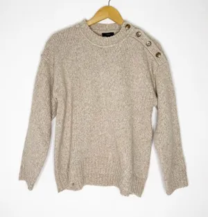 J.Crew Crewneck Sweater Button-Shoulder Heathered Women’s Size Small NWT thumbnail 1