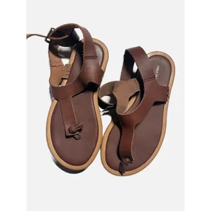Free People Platform Sandals Womens 6 Brown Leather Knotted Toe Boho Flatform thumbnail 3