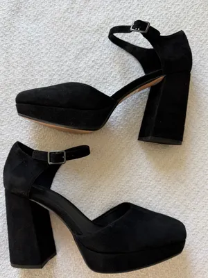 Clarks Sheer 100 Strap Pump Mary Jane Platform Shoes 10 Black Suede NEW thumbnail 1