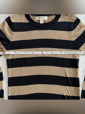 Michael Kors Gold and Black Striped Sweater size XS thumbnail 8