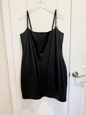 GOOD AMERICAN Faux Leather Cami Mini Dress in Black‎ size 2XL thumbnail 4