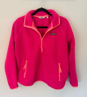 Vineyard Vines Pink Fleece Quarter Zip thumbnail 2