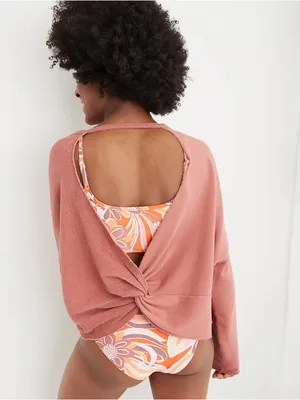 aerie Women’s Weekend Pretty Back Sweatshirt Longsleeve in Clay S thumbnail 2