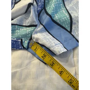 Shein Blue Shorts White Geometric Drawstring Waist Summer Beach Pool Large Women thumbnail 6