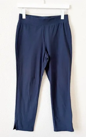 Eileen Fisher Washable Stretch Crepe Slim Cropped Pant Navy Blue Size XS Coastal thumbnail 1