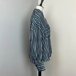 Free People Mad About You Striped Satin Button Down Shirt Small thumbnail 6