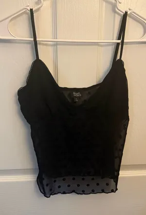 PacSun Beverly & Beck Black Sheer Mesh Polka Dot Cami Tank Top thumbnail 1