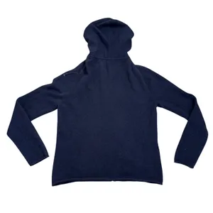 Lord & Taylor Cashmere Hoodie Women Medium Navy Blue Good Zip Up Sweater thumbnail 4
