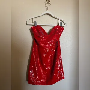 h:ours‎ Zali Mini Dress in Red Gaga Size Small Sequins Cocktail Dress thumbnail 3