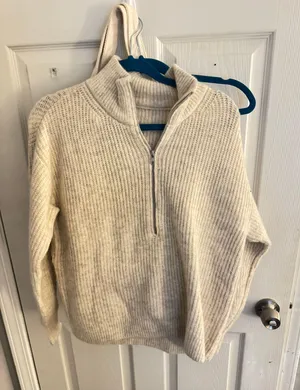 cream half zip sweater thumbnail 1