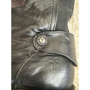 FRYE Women's Black Leather Tall Riding Boots Buckle Detail Side Zip 9.5‎ thumbnail 7