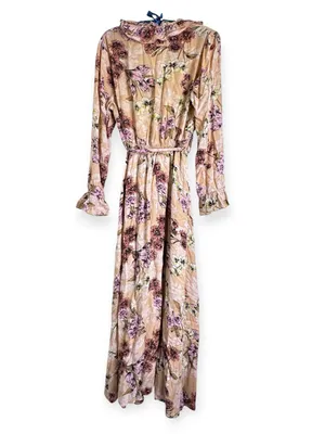 Revolve Jaase Chantal Boho Floral Ruffle Romantic Maxi Dress Peach Pink Handcrafted M thumbnail 5