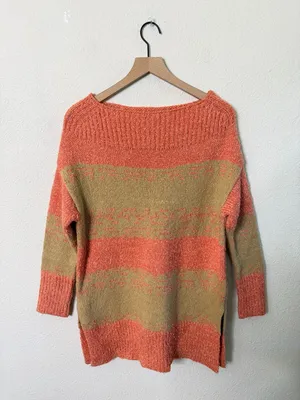 Anthropologie‎ Pilcro Rugby Tunic Sweater Orange Womens Size S thumbnail 4