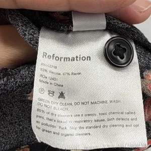 Reformation‎ Rocki Floral Print Shirtdress Women's 0 Black Rose Midi Dress thumbnail 6