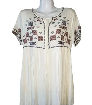 Piper And Scoot L Dress Women’s Cream Floral Embroidered Maxi Cottage Core thumbnail 3