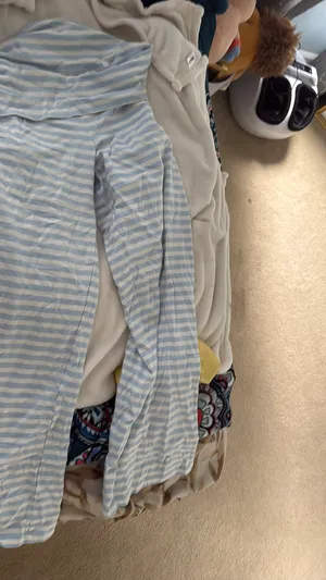 Target Blue and white striped fold over pants thumbnail 2