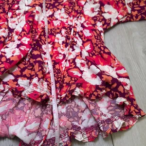 Free People Sweet‎ Memories blouse fruit punch combo boho floral ruffle size s thumbnail 13
