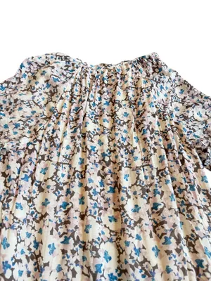 Z Supply Ivory Blue Floral Tiered Maxi Dress Long Sleeve Bohemian Small Women's thumbnail 9